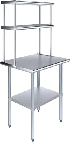 Miniatura 10 de AmGood Mesa de trabajo de acero inoxidable con estante de doble nivel de 12 pulgadas de ancho Combo de mesa de preparación de cocina y estantes