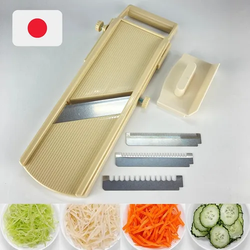 Cortador de mandolina para verduras, frutas [fabricado en Japón] Peladores de cocina Hoja japonesa de acero inoxidable