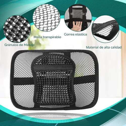 Miniatura 6 de Samyoung - Soporte lumbar de malla para asiento, cojín de respaldo con malla transpirable para sillas de oficina y coche, 12" x 16
