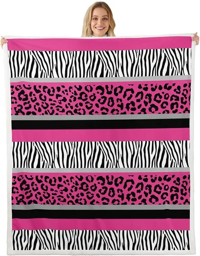 Miniatura 46 de Feelyou Manta de Felpa para Niños con Dibujos de Perros para Cama de Sofá, Manta Sherpa de Perro de Dibujos Animados para Niñas, Rosa, Floral