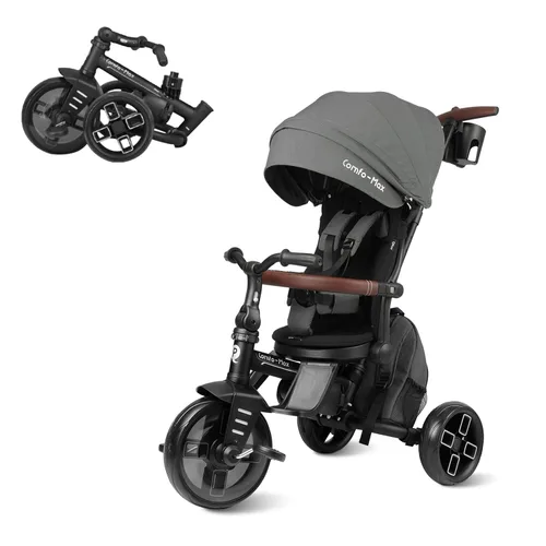 Miniatura 9 de Cochecito de bicicleta para bebés de 10 meses a 6 años de edad, cochecito plegable 8 en 1 para niños pequeños de 3 a 5 años, triciclo de regalo