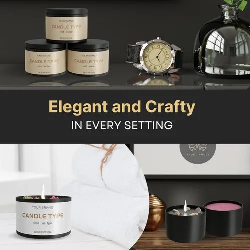 Miniatura 5 de True Candle Latas para hacer velas – Paquete de 24 recipientes de vela negros de 4 onzas a granel de 4 onzas – Latas vacías con tapas para velas