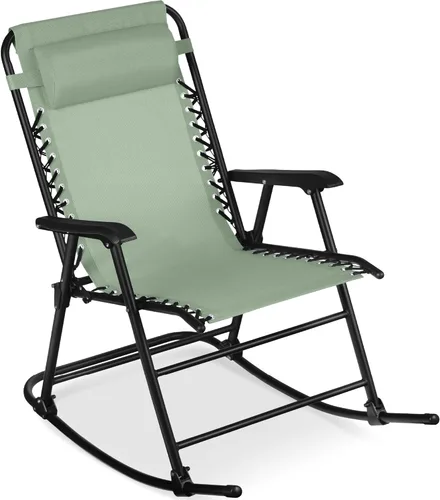 Miniatura 15 de Best Choice Products Silla mecedora plegable para exteriores, Silla de gravedad cero, Silla balancín para patio con reposacabezas, color rojo carmesí