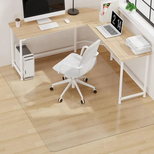 Miniatura 11 de Tapete para silla de oficina para piso duro, tapete grande para silla de computadora de 50"x60", protector de piso único con patrón en forma de Y