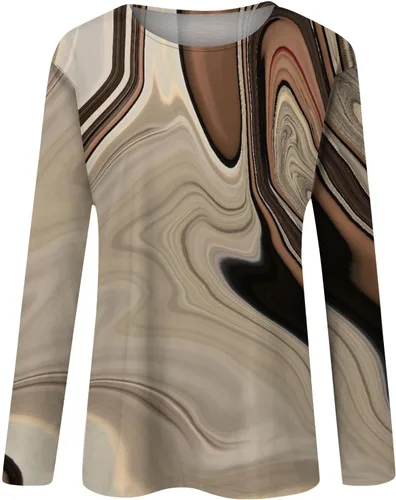 Miniatura 4 de Camisetas vintage para mujer, a la moda, casual, cuello redondo, manga larga, estampadas