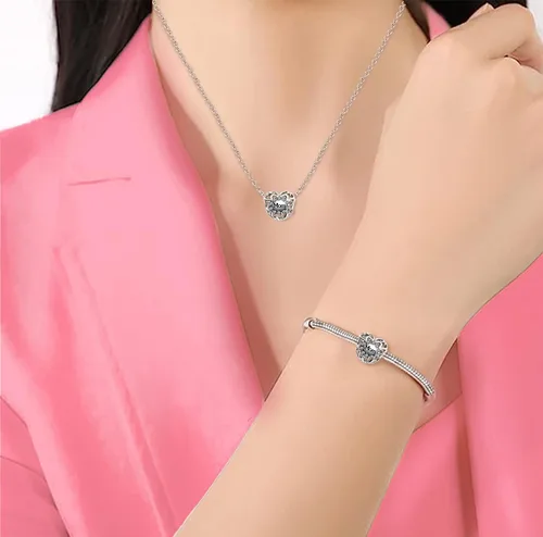 Miniatura 2 de JMQJewelry Abalorios de cuentas para mujer, diseño de corazón y corazón, para mamá, hija, hermana, hermano, Cobre
