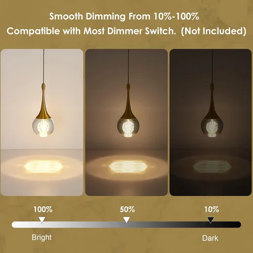 Miniatura 3 de Lámpara colgante LED moderna para isla de cocina, iluminación colgante de techo de cristal de lágrima dorada regulable para comedor, dormitorio