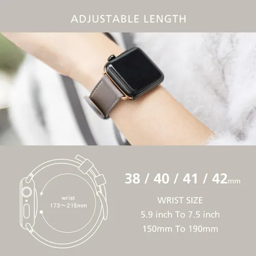 Miniatura 3 de Alto Correa de cuero compatible con Apple Watch Band de 1.496 pulgadas, 1.614 pulgadas, 1.575 pulgadas, correa de repuesto clásica hecha a mano