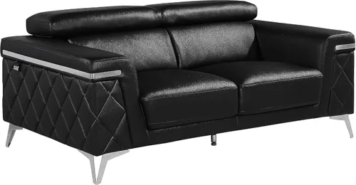 Miniatura 9 de Blackjack Furniture Amalfi - Juego de sofá de cuero italiano de grano superior para sala de estar con elegante diseño italiano, reposacabezas