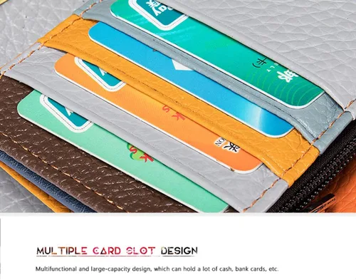 Miniatura 7 de Carteras multicolor para mujer, tarjetero de cuero genuino, monederos grandes, embrague para teléfono, Diamante multicolor-S, Cartera