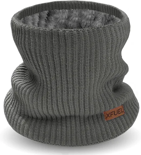 Miniatura 16 de Calentador de cuello para niños, polaina de cuello de invierno tejida, bufanda infinita con forro polar para niños y niñas, máscara de esquí