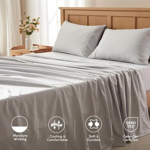 Miniatura 5 de Comfort Spaces - Juego de sábanas King de 4 piezas Coolmax de secado rápido, sábanas de absorción de humedad, juego de sábanas suaves y resistentes