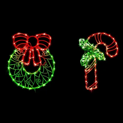 Decoraciones navideñas iluminadas para ventanas, paquete de 2 luces de silueta de ventana de Navidad enchufables para Navidad, fiesta, hogar, patio,