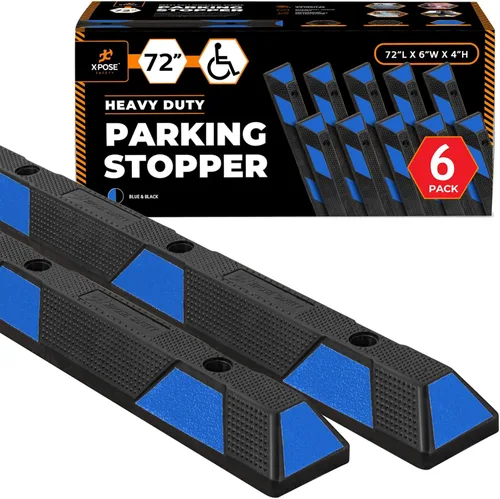 Miniatura 34 de Xpose Safety Tope de goma resistente de 22 pulgadas para estacionamiento, paquete de 2 bloques de ruedas para garaje, entrada o rampa, tope