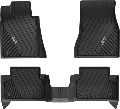Miniatura 19 de 3W - Alfombrillas de piso para automóvil, para todo tipo de clima, de elastómero termoplástico (TPE), juego completo para 1ª y 2ª filas, color negro