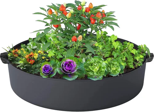 ZtohPyo Bolsas de Cultivo de Plantas de 15 Galones, Macetas de Jardín Elevadas Redondas de Tela con 2 Asas, Contenedor de Jardinería de Tela
