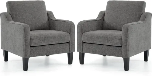 Miniatura 11 de VINGLI Juego de 2 Sillas de Acento Modernas, Sillas Beige para Sala de Estar, Sillón Cómodo para Dormitorio, Silla de Sofá Tapizada, Silla