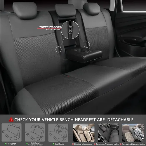 Miniatura 4 de CAR PASS Juego completo de fundas de asiento de automóvil de malla de aire 3D y 4 alfombrillas impermeables para piso de automóvil con esponja Gris