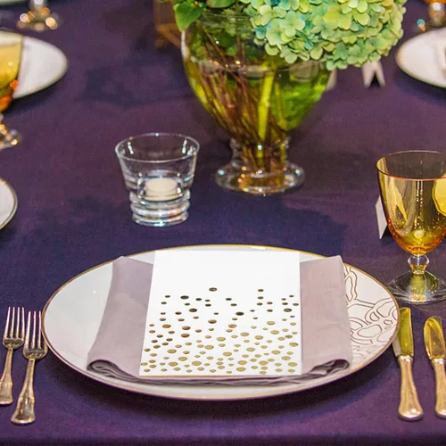 Miniatura 6 de Paquete de 120 servilletas de papel de aluminio dorado con lunares blancos y dorados, toallas de mano desechables metálicas para boda, baby shower