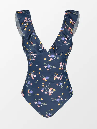 Miniatura 4 de CUPSHE - Traje de baño de una pieza con volantes y cuello en V para mujer, con cordón