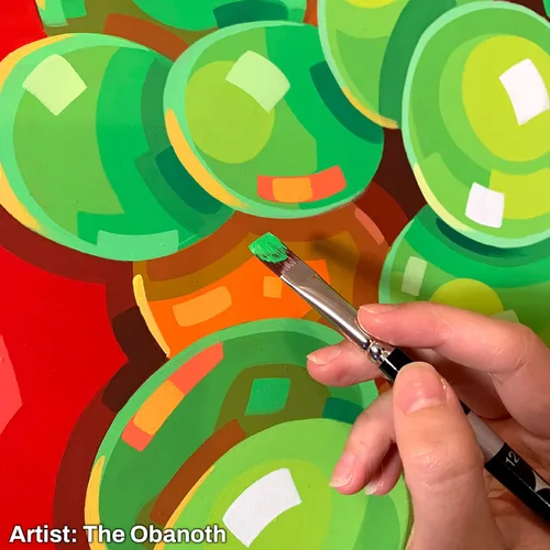 Miniatura 3 de Trekell Crimson Taklon - Juego de pinceles de pintura acrílica, pinceles profesionales surtidos para pintura al óleo, acuarela y gouache, asas