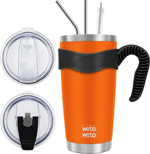 Miniatura 17 de WETOWETO - Vaso de viaje con aislamiento de 20 onzas, de acero inoxidable, con doble pared, a prueba de fugas, taza de café con revestimiento