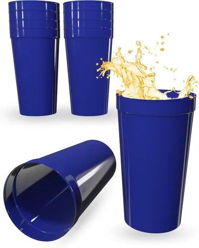 Miniatura 106 de PartyPrints Paquete de 100 vasos de plástico en blanco reutilizables de 10 a 12 onzas, vasos de estadio a granel, sin BPA, aptos para lavavajillas
