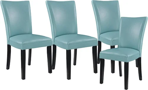 Miniatura 13 de Parsons CY1331BL - Juego de 2 sillas de comedor con patas de madera maciza, sillas laterales de piel sintética para cocina con asiento tapizado