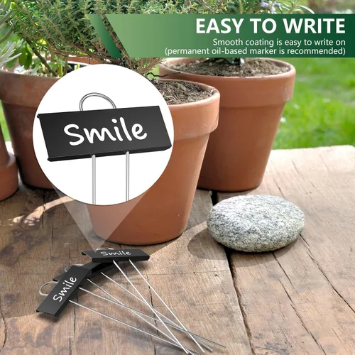 Miniatura 5 de STARTOSTAR Paquete de 30 etiquetas metálicas para plantas resistentes a la intemperie, altura de 10.6 pulgadas, área de etiqueta de 3.5 x 1.2