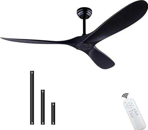 Miniatura 5 de QUTWOB - Ventilador de techo de 60 pulgadas con control remoto sin luces, moderno motor DC reversible para interiores y exteriores, ventiladores