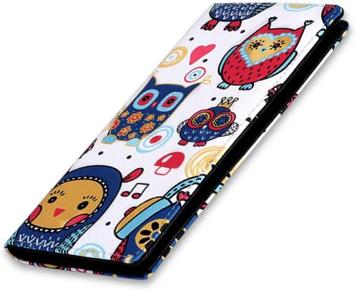 HUA ANGEL Billetera ultra delgada para mujer, con bloqueo RFID, tarjetero de crédito, plegable, largo, hebilla magnética, billete para mujer, Owl