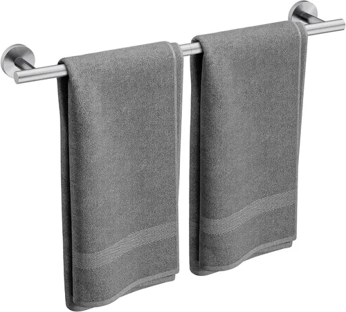 Miniatura 12 de Barra de Toalla Negra Mate, Toallero de Baño de 24 Pulgadas (Longitud Total 26 Pulgadas), Soporte de Toalla Montado en la Pared, Barra de Toalla