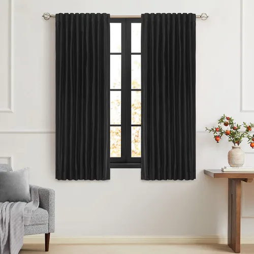 Miniatura 38 de PRIMROSE Cortinas de terciopelo champán de 63 pulgadas de largo para sala de estar, juego de 2 paneles opacos, bolsillo para barra, pestaña trasera