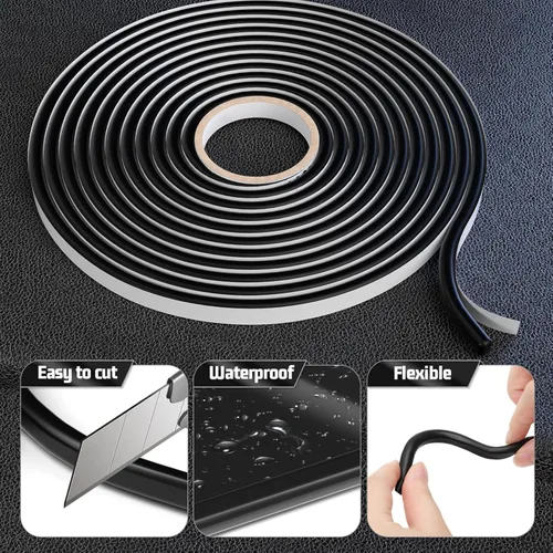 Miniatura 3 de Cinta selladora de butilo, 1 cinta de goma butílica para instalar piezas de automóvil, ventanas, puertas y parabrisas, negro, impermeable
