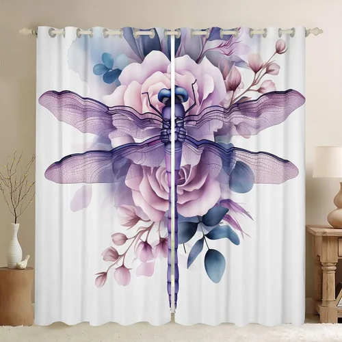 Miniatura 11 de Erosebridal Cortinas y cortinas ligeras de mariposas azules para niños y niñas, hojas de eucalipto para sala de estar, dormitorio, jardín, vida Azul