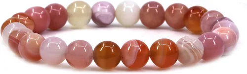 Miniatura 150 de Amandastone Pulsera elástica de cuentas redondas de 0.315 in con piedras preciosas naturales de 7 pulgadas
