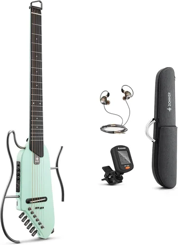 Miniatura 10 de Donner HUSH I Guitarra Para Viajar - Guitarra Acústica-Eléctrica Sin Cabeza Portátil Ultraligera y de Rendimiento Silencioso, Cuerpo de Caoba