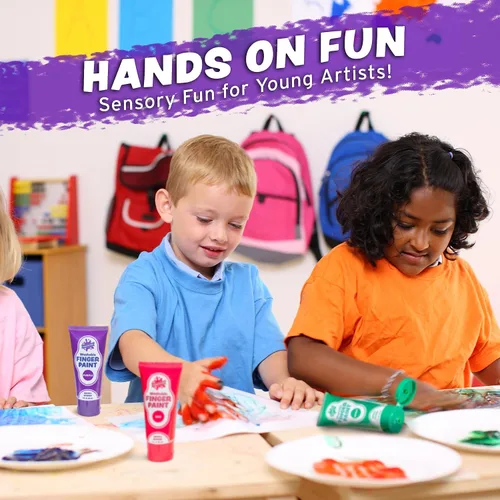 Miniatura 3 de Pintura para dedos, paquete de 24, lavable, no tóxica, juego de pintura para niños con tubos fáciles de separar, colores vibrantes para suministros