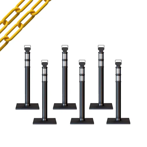 Miniatura 11 de Trafford Industrial - Paquete de 6 postes de delineador de 45 pulgadas, collares reflectantes de 3 pulgadas, base de goma de 10 libras