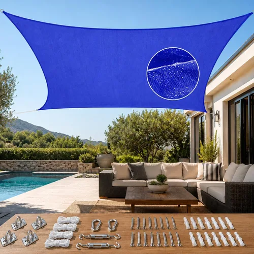 Miniatura 33 de Quictent Toldo rectangular de polietileno de alta densidad de 6.53 oz, 98% de bloqueo UV, para patio, jardín, cubierta comercial con kit de Marrón