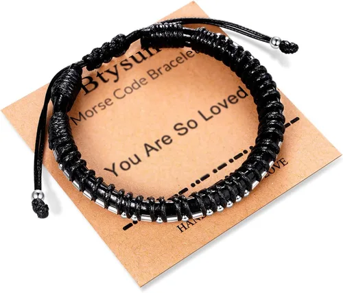 Miniatura 59 de Regalos inspiradores para hombres, pulseras con código morse, pulseras para hombre, regalos de graduación para él, Día del Padre, pulsera de cuero