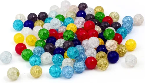 Miniatura 4 de RUBYCA Surtido de cuentas de cristal checo de Druk Crackle redondas mixtas para la fabricación de joyas (0.157 in, 50 unidades)