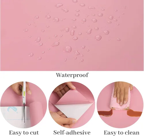 Miniatura 8 de VaryPaper Papel adhesivo rosa de 15.7 x 78.7 pulgadas para armarios, despegar y pegar, autoadhesivo, extraíble, color sólido, papel tapiz