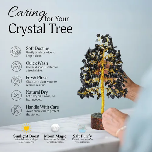Miniatura 5 de FASHIONZAADI Árbol de Gemas de Turmalina Negra - Árbol Bonsái de Dinero Feng Shui para Decoración del Hogar - Regalo Espiritual de Cristal