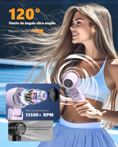 Miniatura 3 de Ventilador turbo de mano portátil, ventilador de mano personal recargable de viento de 100 engranajes, ventilador de mano de alta velocidad de 5000