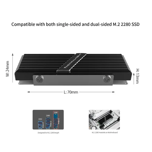 Miniatura 5 de Thermalright TR-M.2 2280 Tipo A B 2280 disipador para enfriamiento de SSD M.2 2280, disipador de enfriamiento, aluminio, con 2 conductividades