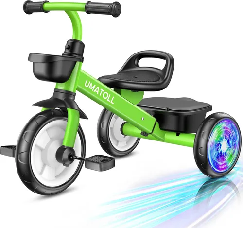 Miniatura 14 de Umatoll Triciclo para niños pequeños de 2 a 5 años, bicicleta ajustable para niños pequeños juguetes al aire libre, regalo de cumpleaños para niño