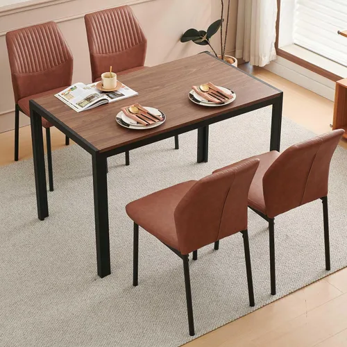 Miniatura 2 de Juego de mesa de comedor para 4, juego de mesa y sillas de comedor de cocina moderna de mediados de siglo, juego de comedor de 5 piezas para sala
