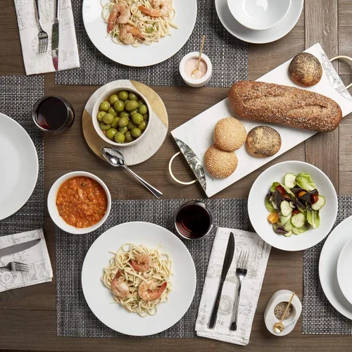 Miniatura 4 de Dinamarca White Catering and Dining - Tazón de plato de 12 piezas vitrificado blanco de grado de chef comercial, resistente a los arañazos
