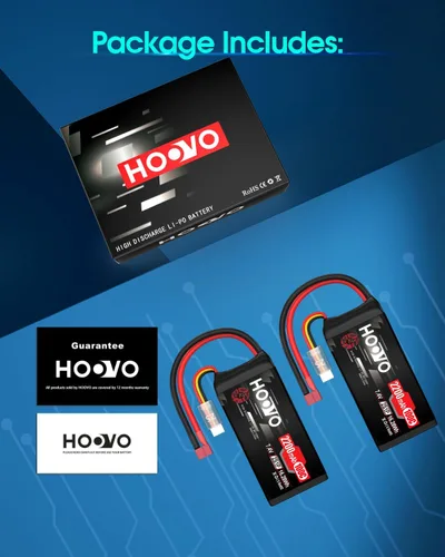 Miniatura 8 de HOOVO 2S Shorty Lipo Battery 2200mAh 100C 7.4V RC Lipo Batería con conector Deans para FPV Racing Drone RC Avión Helicóptero Quadcopter Car-2 Pack